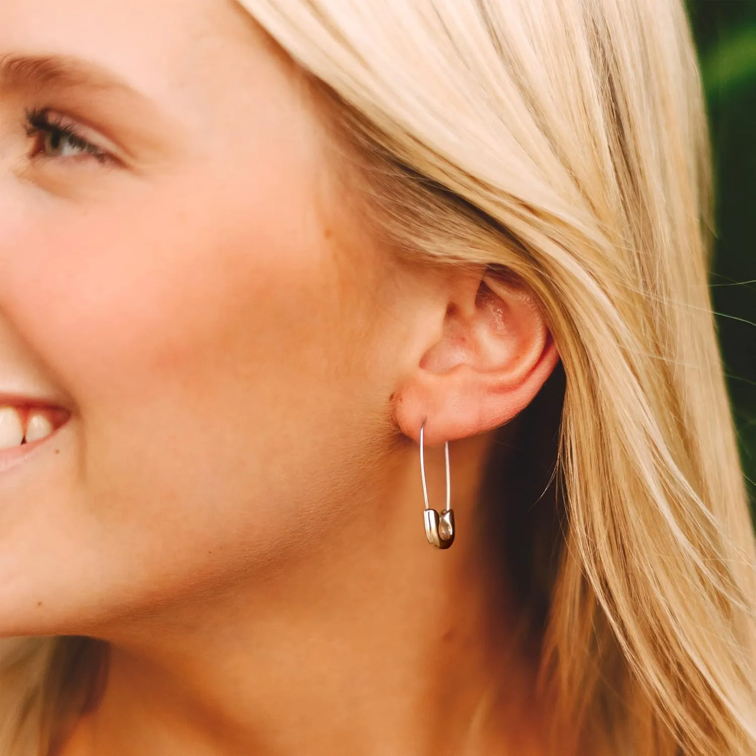 Safety Pin Earrings for Women Silver Gold-Plated Hoop Pin Earrings for Women