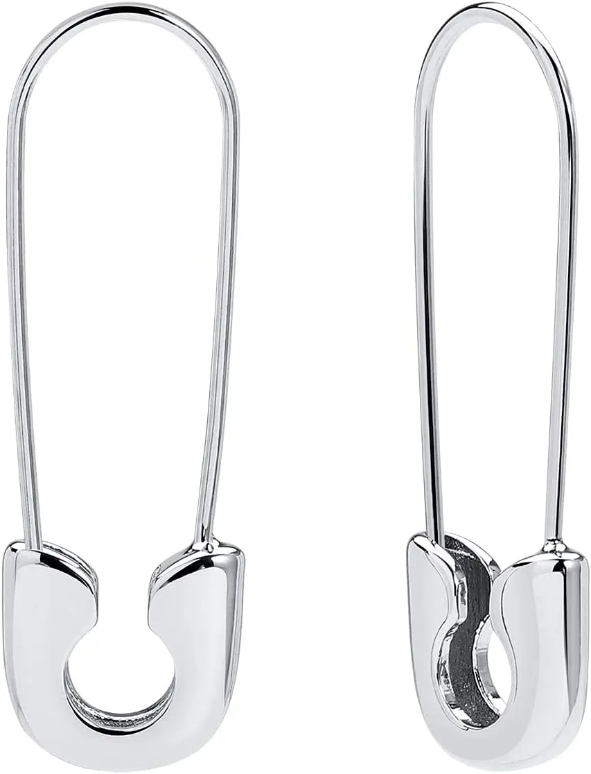 Safety Pin Earrings for Women Silver Gold-Plated Hoop Pin Earrings for Women