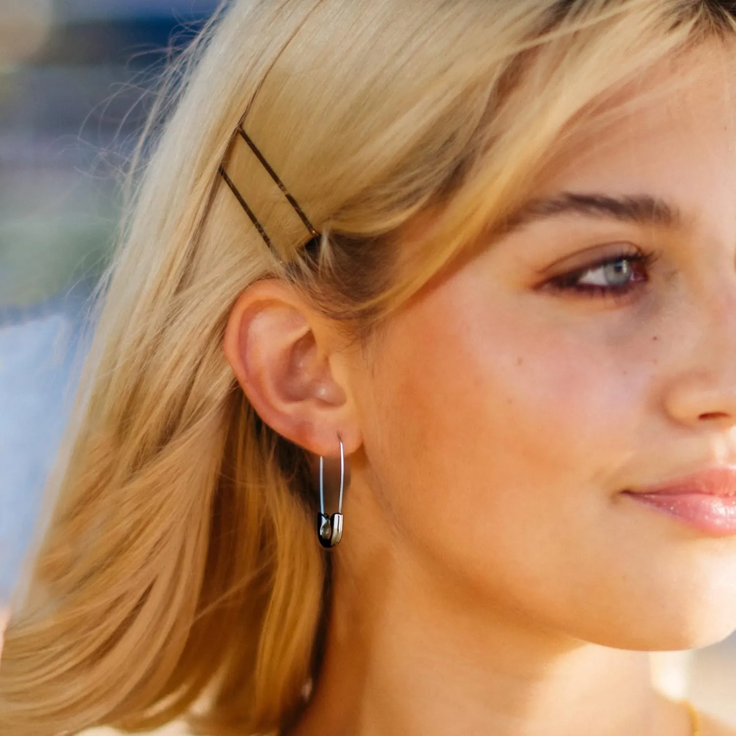 Safety Pin Earrings for Women Silver Gold-Plated Hoop Pin Earrings for Women