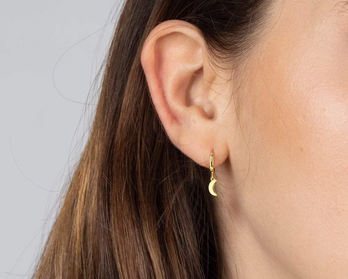 SANNYRA Mothers Day Huggie Earrings for Women - 14K Gold Plated Beach Sea Drop Dangle Earrings - Starfish Butterfly Moon Star Seashell Beachy Jewelry
