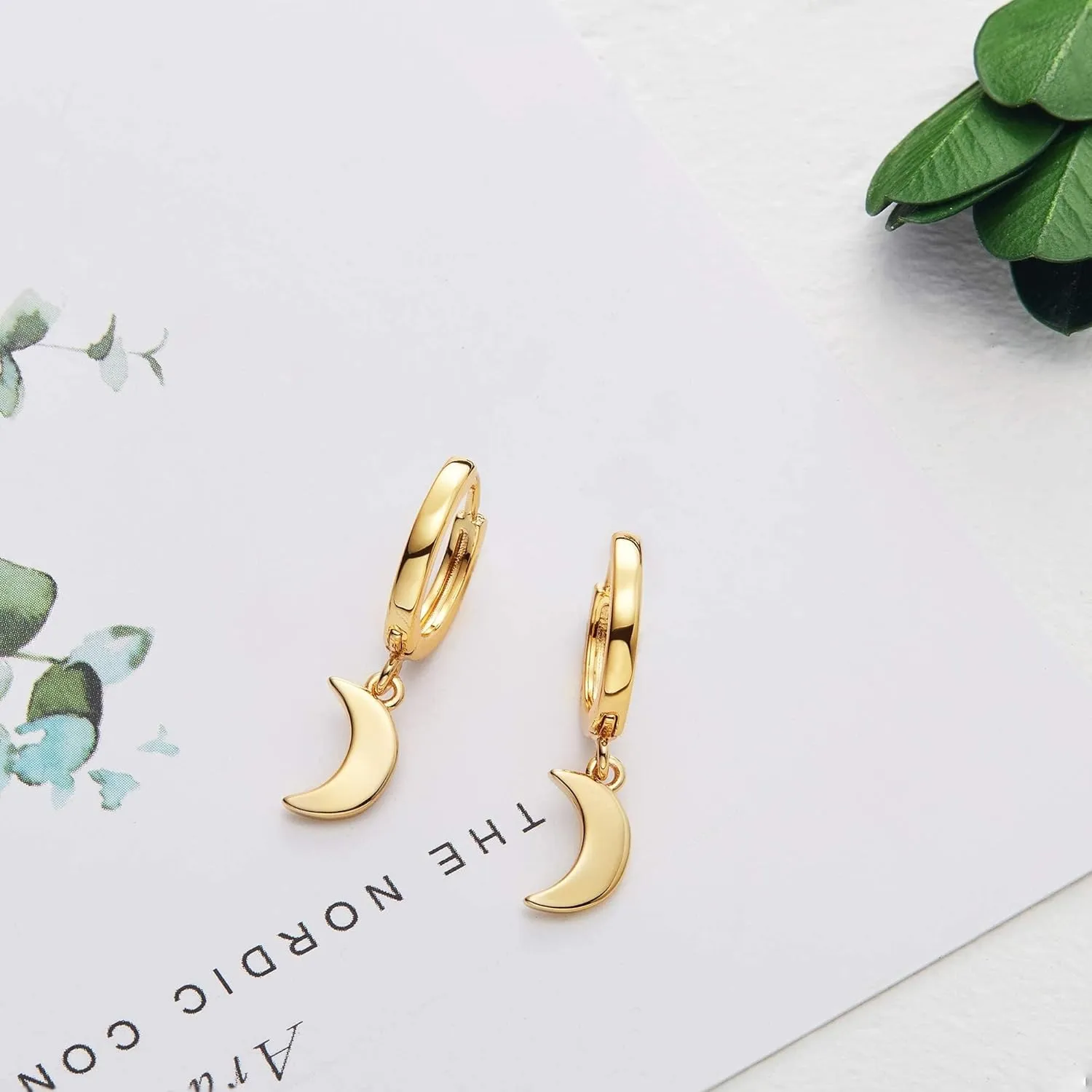 SANNYRA Mothers Day Huggie Earrings for Women - 14K Gold Plated Beach Sea Drop Dangle Earrings - Starfish Butterfly Moon Star Seashell Beachy Jewelry