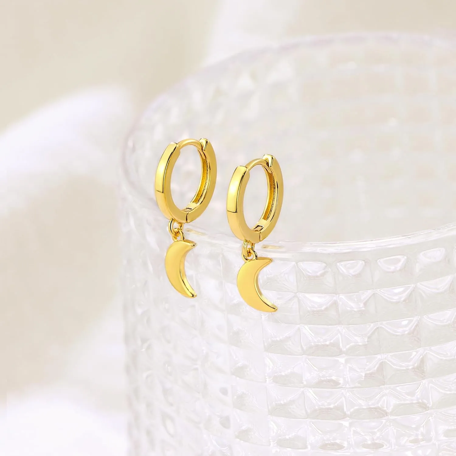 SANNYRA Mothers Day Huggie Earrings for Women - 14K Gold Plated Beach Sea Drop Dangle Earrings - Starfish Butterfly Moon Star Seashell Beachy Jewelry