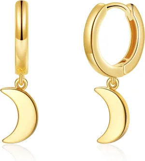 SANNYRA Mothers Day Huggie Earrings for Women - 14K Gold Plated Beach Sea Drop Dangle Earrings - Starfish Butterfly Moon Star Seashell Beachy Jewelry
