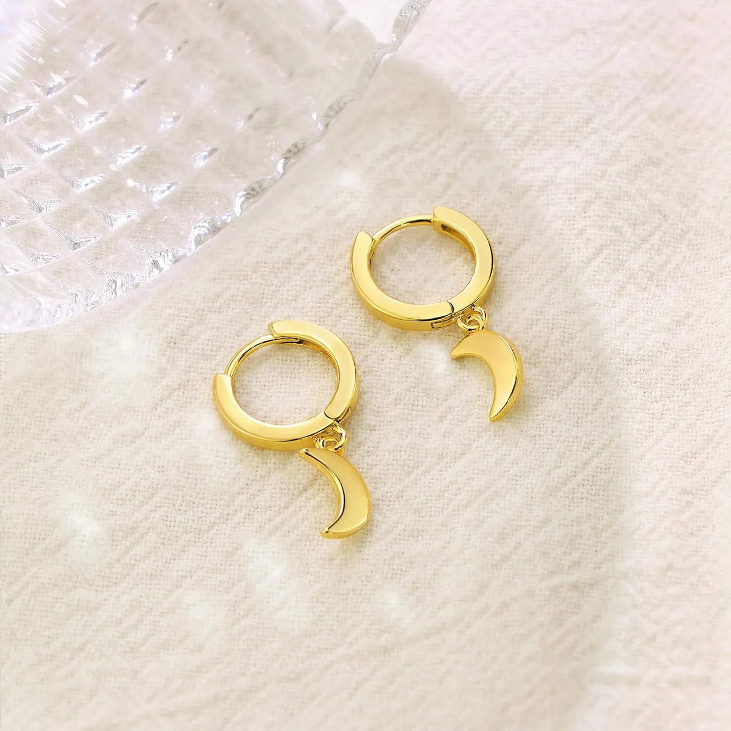SANNYRA Mothers Day Huggie Earrings for Women - 14K Gold Plated Beach Sea Drop Dangle Earrings - Starfish Butterfly Moon Star Seashell Beachy Jewelry