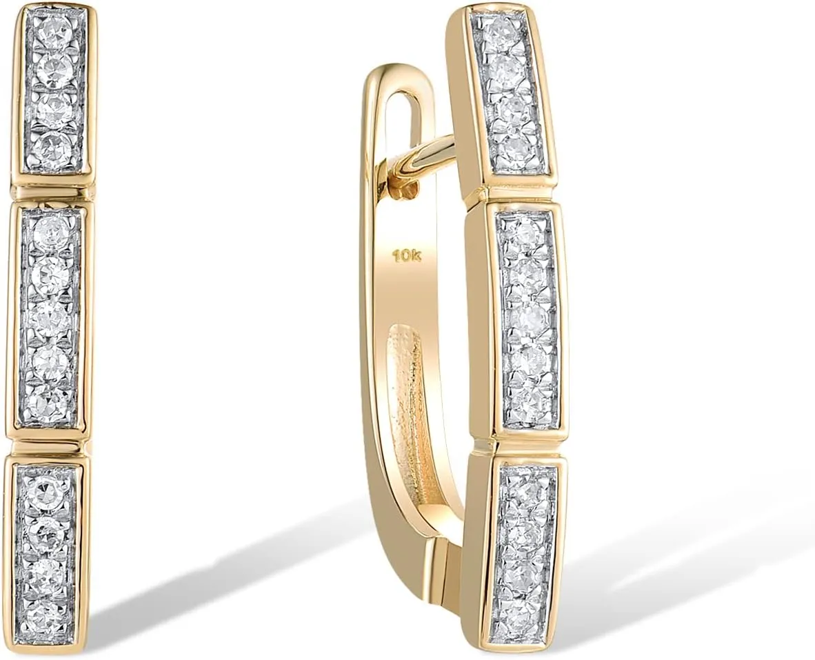 Santuzza 10K Yellow Solid Gold Pave Diamond Diamond Dainty Earrings