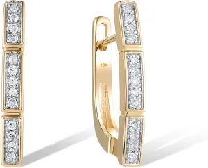 Santuzza 10K Yellow Solid Gold Pave Diamond Diamond Dainty Earrings
