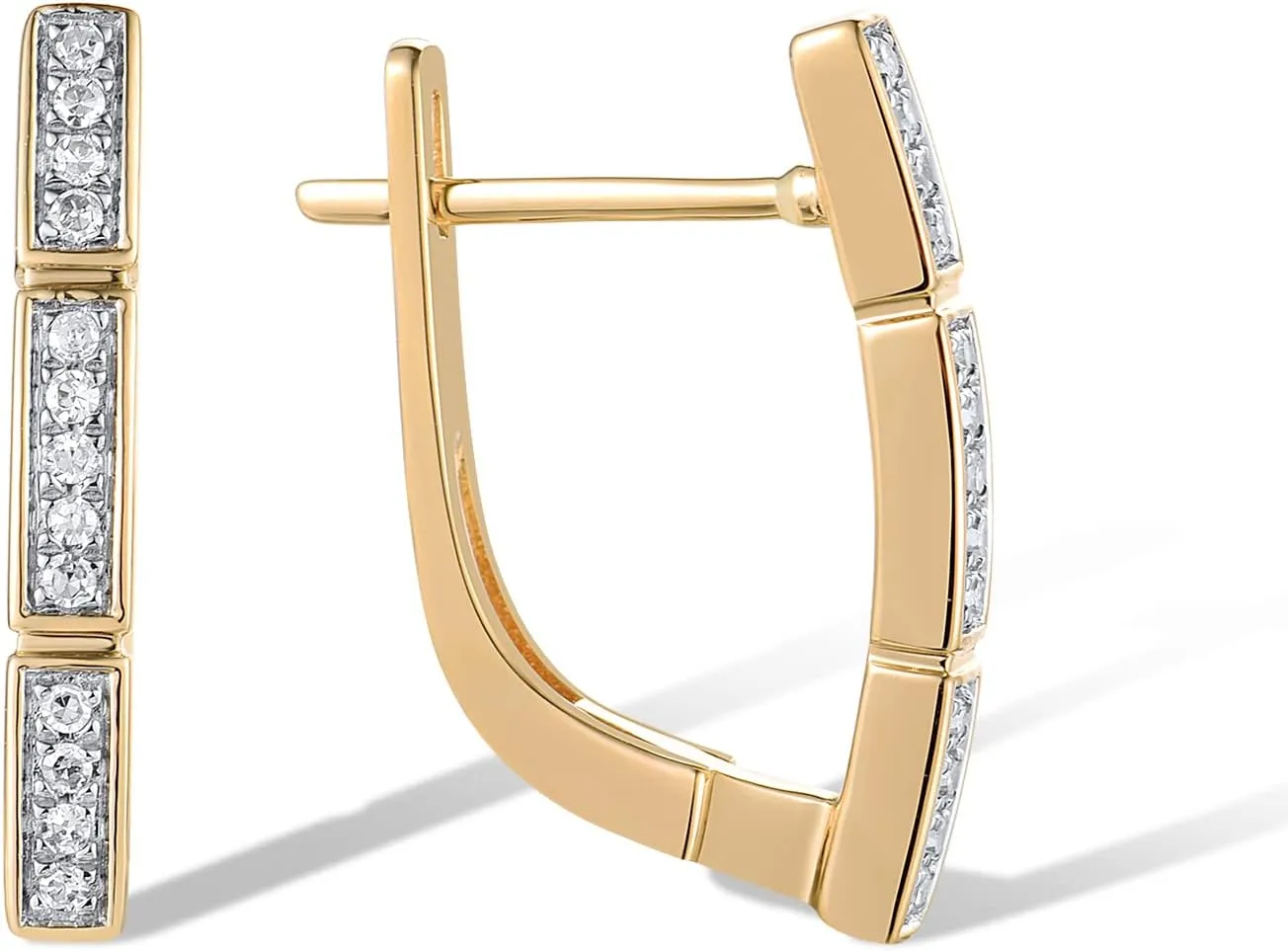 Santuzza 10K Yellow Solid Gold Pave Diamond Diamond Dainty Earrings