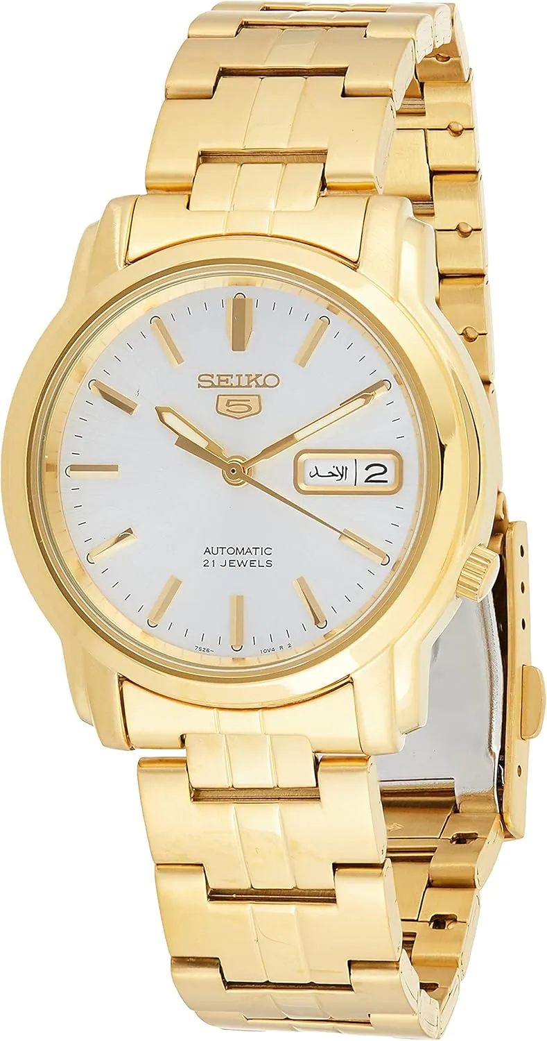 Seiko Men's SNKK74 Gold Plated Stainless Steel Analog with Silver Dial Watch