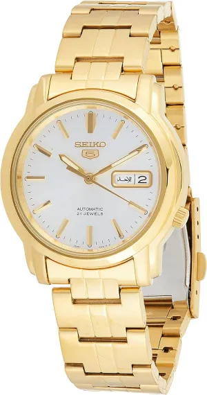 Seiko Men's SNKK74 Gold Plated Stainless Steel Analog with Silver Dial Watch