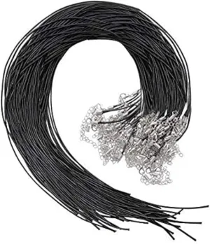 Selizo 50Pcs Necklace Cord Black Waxed Cotton Cord for Necklace Making and Bracelet Making