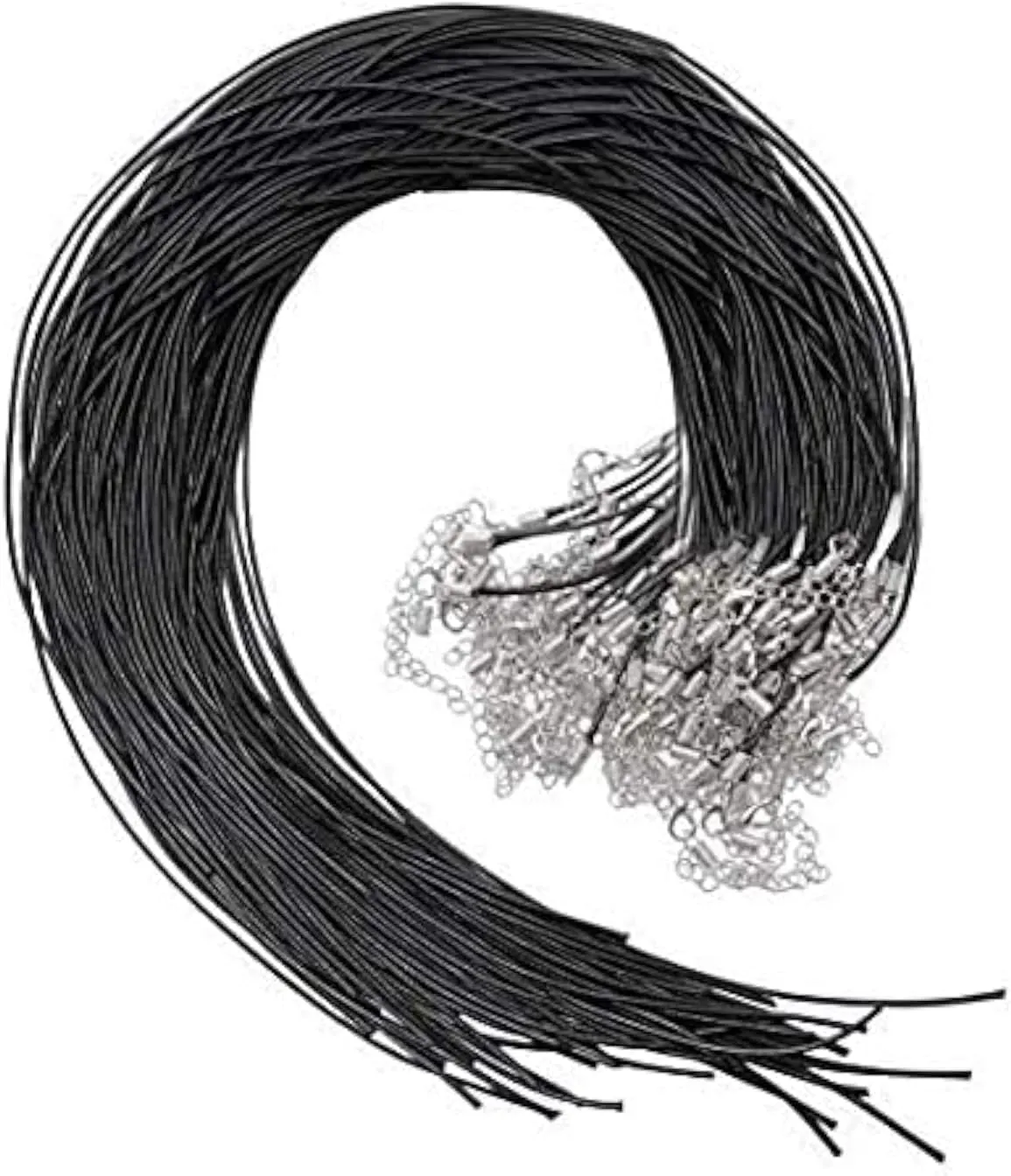 Selizo 50Pcs Necklace Cord Black Waxed Cotton Cord for Necklace Making and Bracelet Making