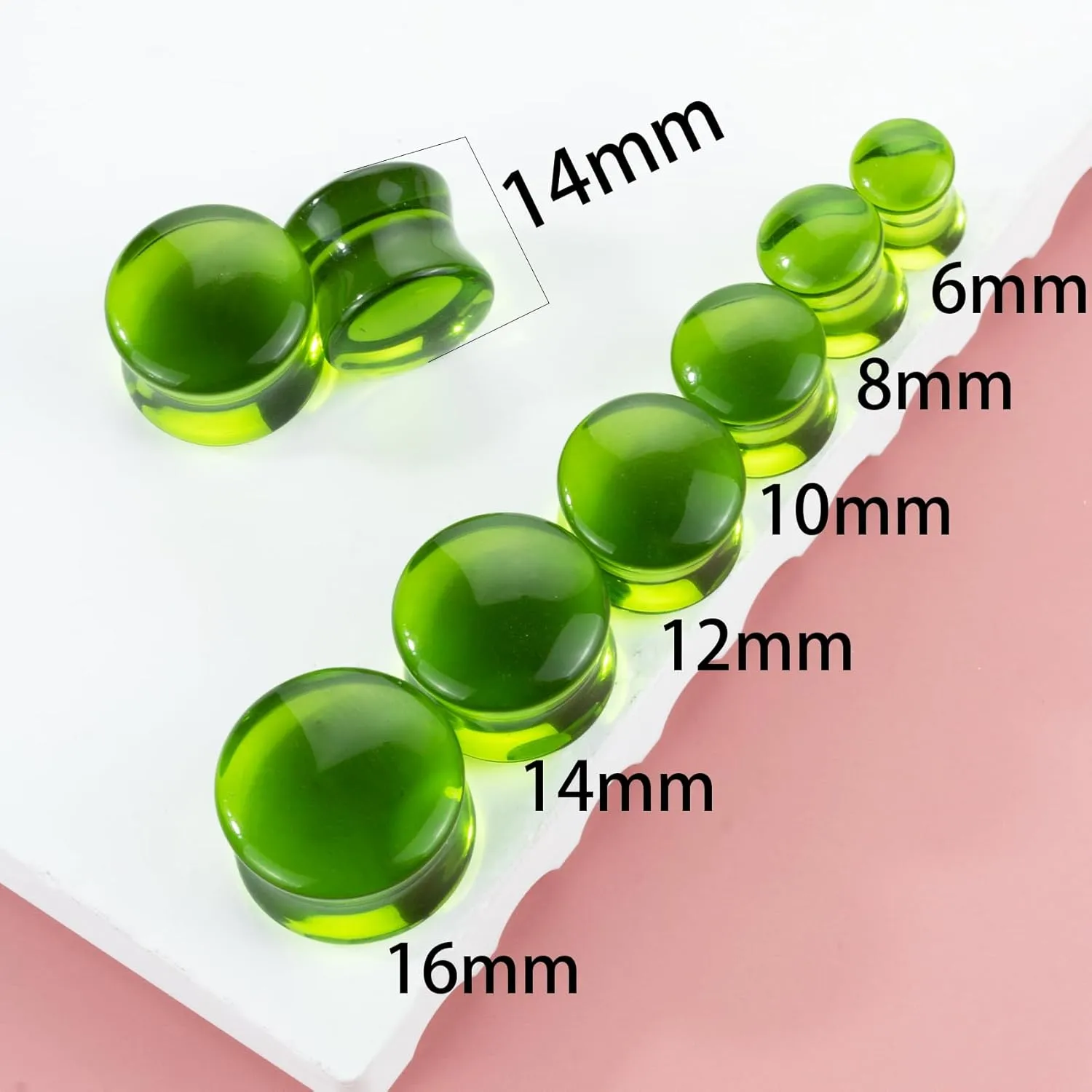 Semi-Transparent Double Flared Glass Ear Gauges Plugs, Arc Surface Piercing Jewelry, Ear Tunnels for Stretched Ears  Unisex (Sold in Pairs)