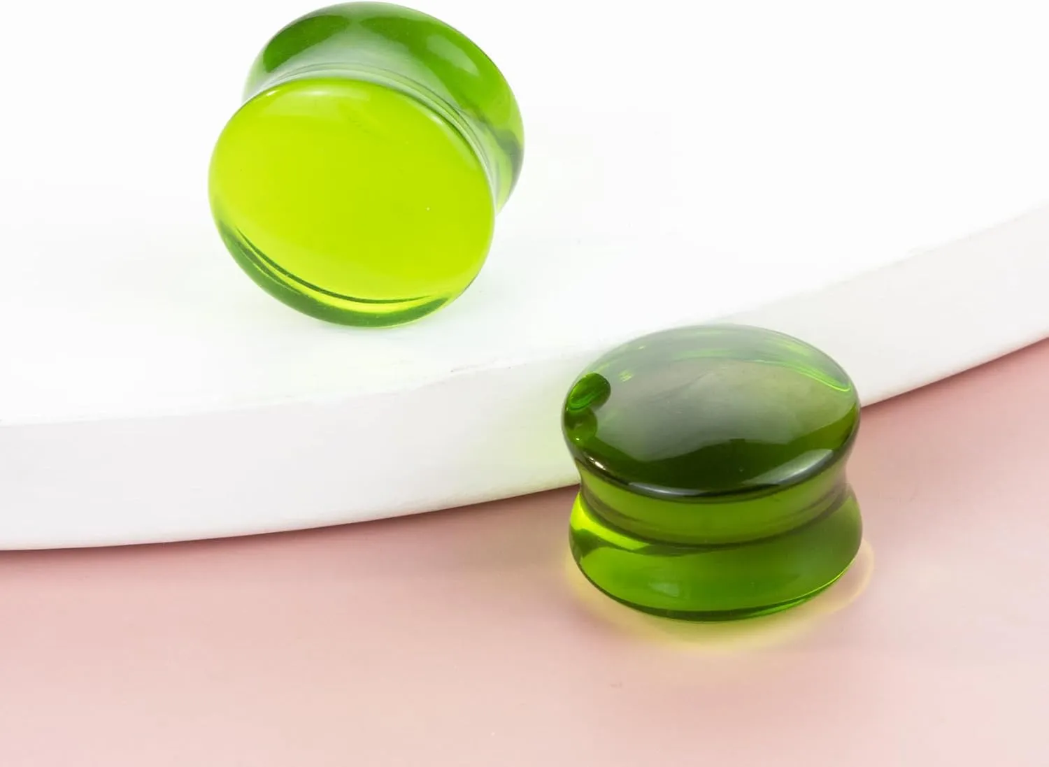 Semi-Transparent Double Flared Glass Ear Gauges Plugs, Arc Surface Piercing Jewelry, Ear Tunnels for Stretched Ears  Unisex (Sold in Pairs)