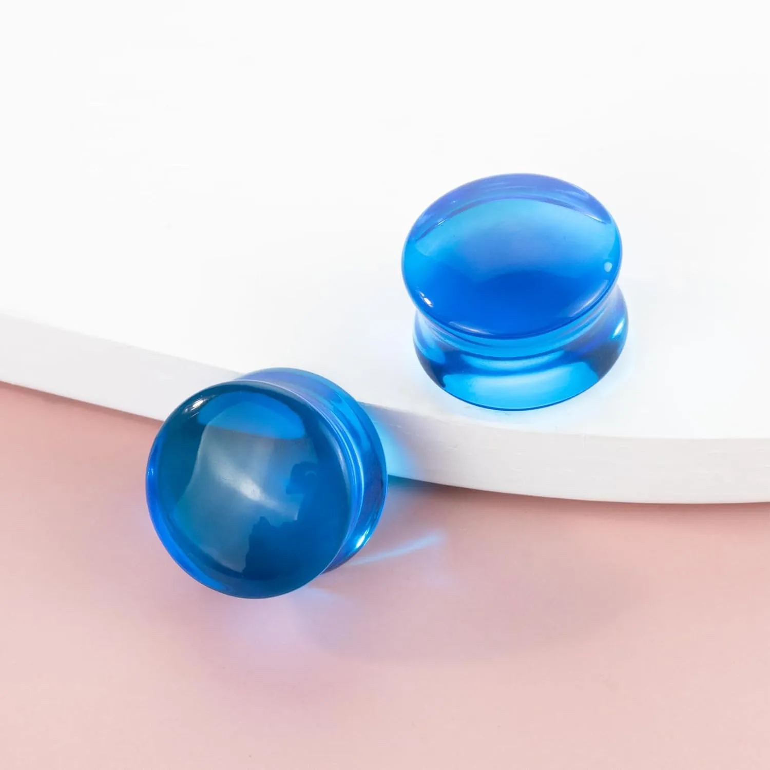Semi-Transparent Double Flared Glass Ear Gauges Plugs, Arc Surface Piercing Jewelry, Ear Tunnels for Stretched Ears  Unisex (Sold in Pairs)