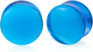 Semi-Transparent Double Flared Glass Ear Gauges Plugs, Arc Surface Piercing Jewelry, Ear Tunnels for Stretched Ears  Unisex (Sold in Pairs)