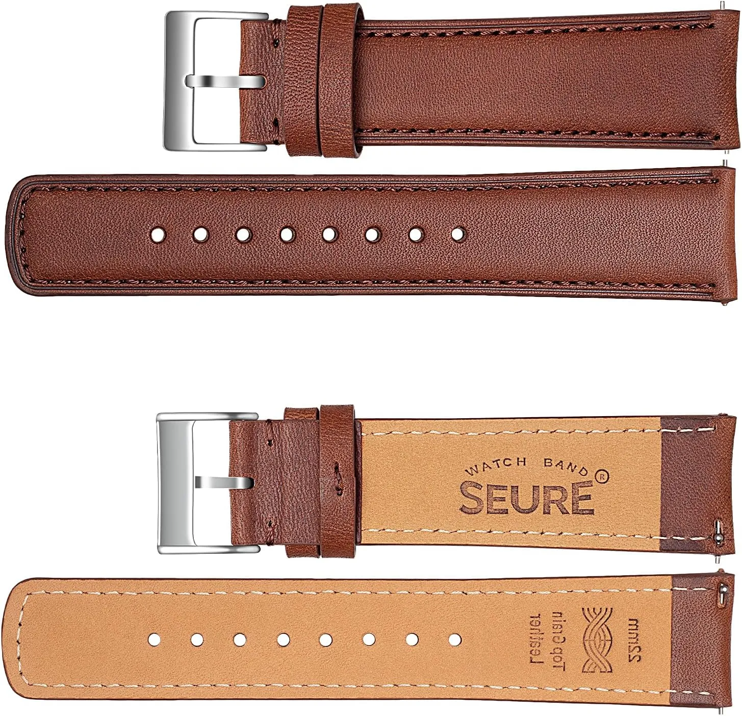 SEURE Quick Release Watch Band,Top Genuine Leather Watch Straps 19mm 20mm 21mm 22mm 24mm for Men and Women