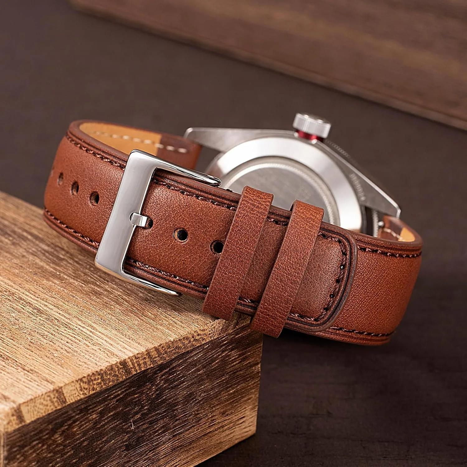 SEURE Quick Release Watch Band,Top Genuine Leather Watch Straps 19mm 20mm 21mm 22mm 24mm for Men and Women