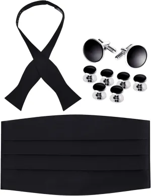 S.H. Churchill & Co. Men's Self Tie Bow Tie and Cummerbund Set for Wedding, Prom, Formal Event