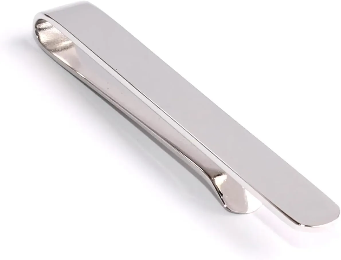 Shining Silver Round Clasp Tie Bar Rhodium Plating Rhodium Plating Shining Silver Round Clasp Tie Bar