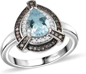 SHOP LC DELIVERING JOY 925 Sterling Silver Rhodium Plated Halo Ring for Women Jewelry Gifts Size 7 Ct 1.15 Birthday Gifts