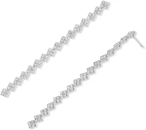 Silver Dangle Earrings for Prom Long Diamond Earrings for Women Sparkly Silver Dangle Rhinestone Chandelier Earrings Fancy Lightweight Dangly Ear Studs for Prom Large Zirconia Crystal Jewelry