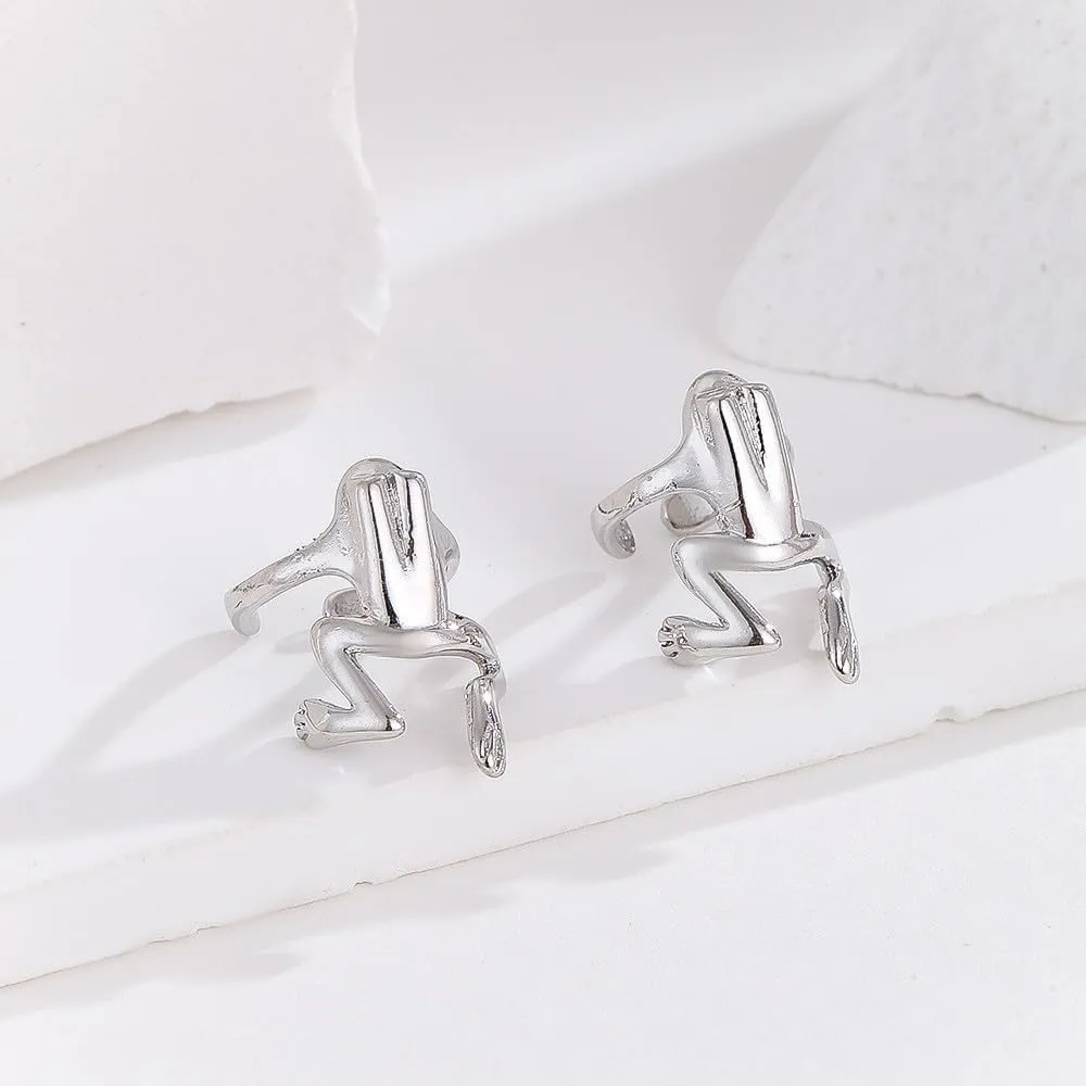 Silver Frog Earrings Vintage Frogs Shaped Stud Earrings Animal Earrings Frog Jewelry Gifts for Women