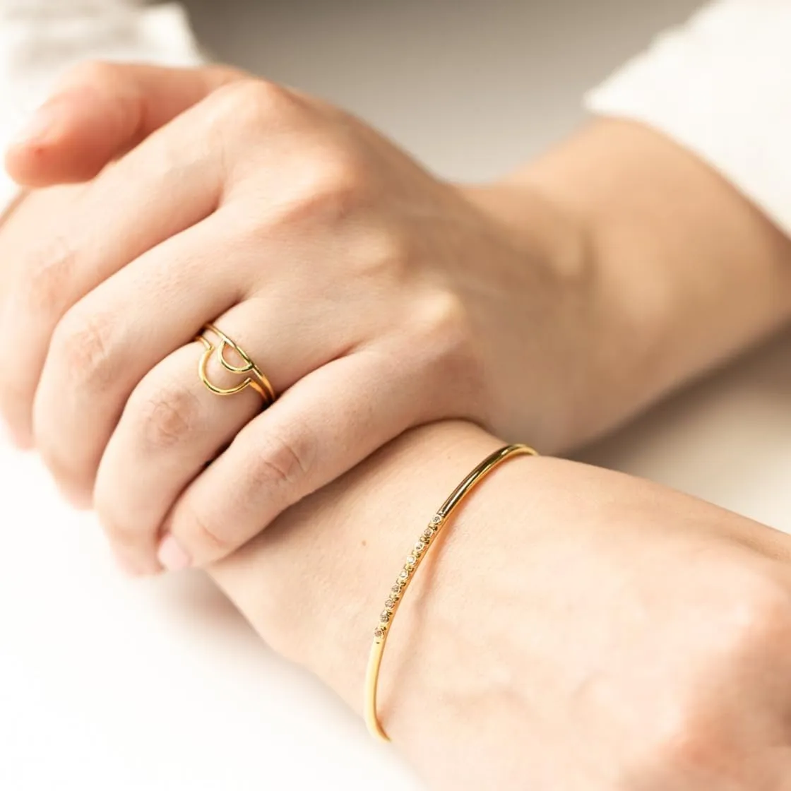 Silver Smile  18k Gold Vermeil Half Moon Stacking Ring Over Sterling Silver  Hypoallergenic & Tarnish Resistant  Elegant, Minimalist Fine Jewelry