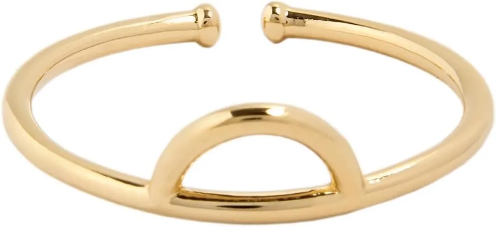 Silver Smile  18k Gold Vermeil Half Moon Stacking Ring Over Sterling Silver  Hypoallergenic & Tarnish Resistant  Elegant, Minimalist Fine Jewelry