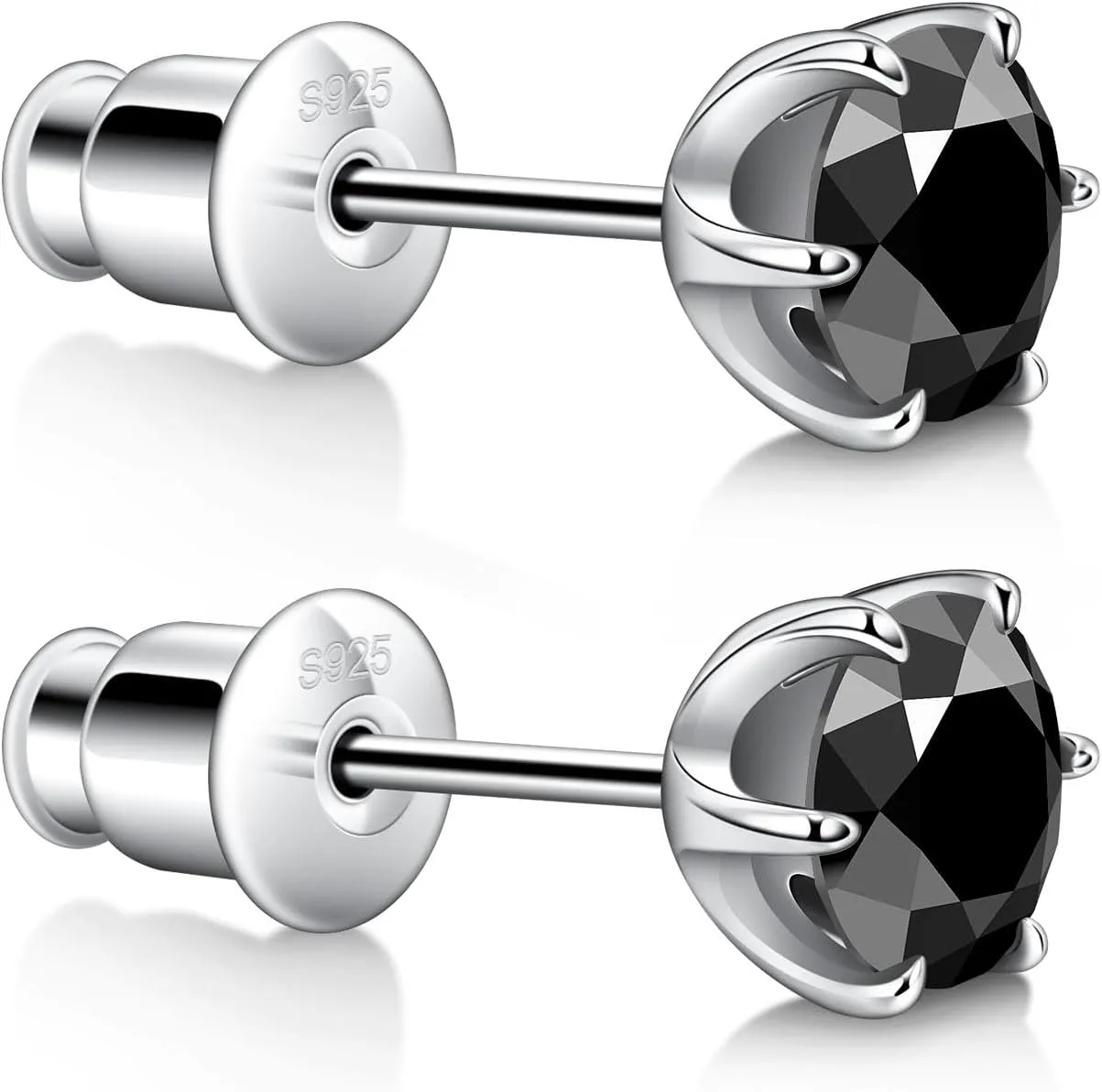 Silver/Black Moissanite Stud Earrings for Mens/Women 1-4CT Hypoallergenic Earrings 925 Sterling Silver Lab Created Diamond Round/Cushion Halo Stud Earrings