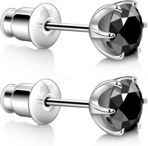 Silver/Black Moissanite Stud Earrings for Mens/Women 1-4CT Hypoallergenic Earrings 925 Sterling Silver Lab Created Diamond Round/Cushion Halo Stud Earrings