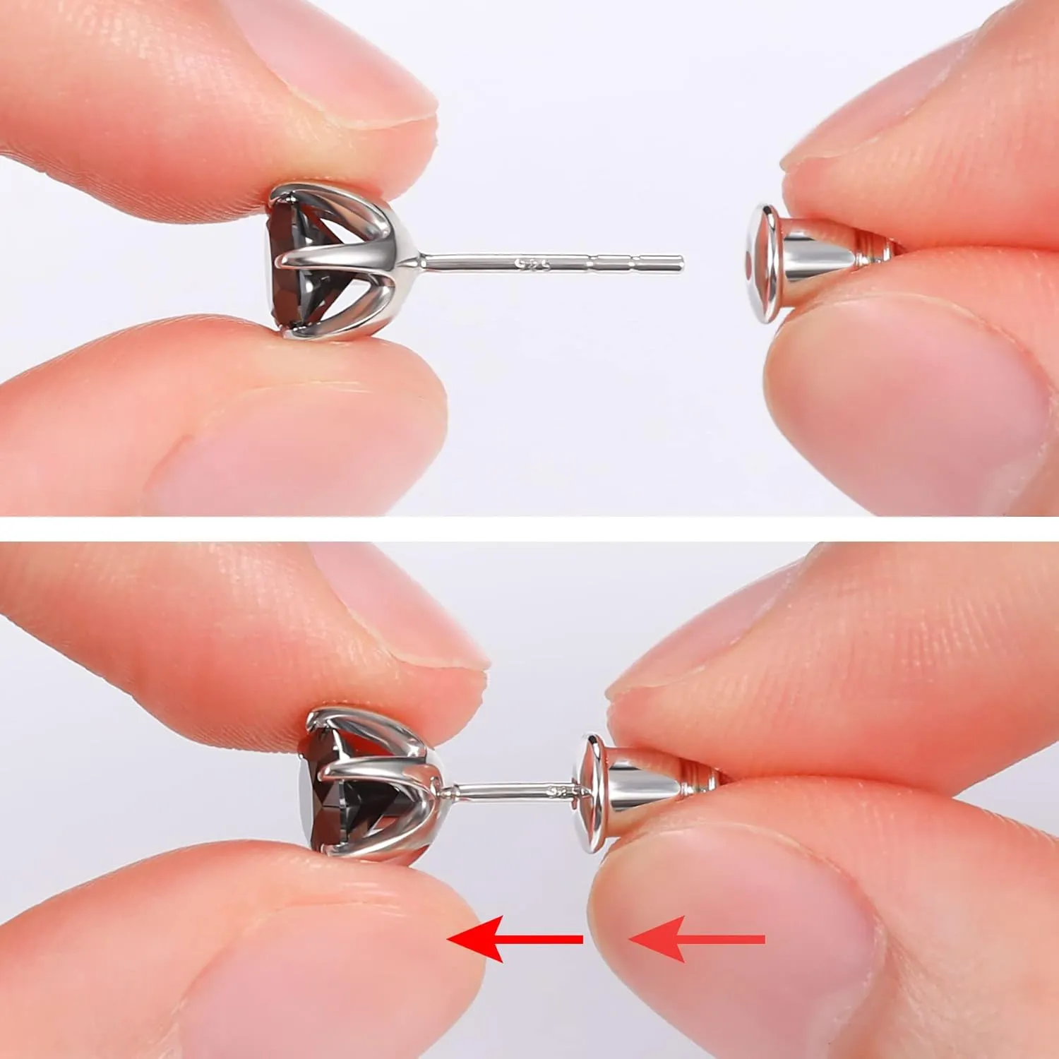 Silver/Black Moissanite Stud Earrings for Mens/Women 1-4CT Hypoallergenic Earrings 925 Sterling Silver Lab Created Diamond Round/Cushion Halo Stud Earrings
