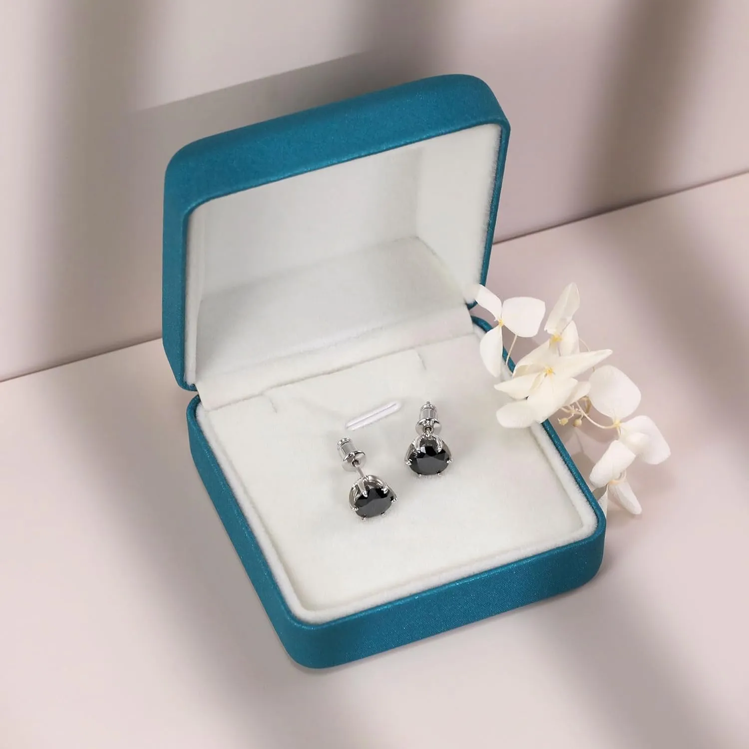 Silver/Black Moissanite Stud Earrings for Mens/Women 1-4CT Hypoallergenic Earrings 925 Sterling Silver Lab Created Diamond Round/Cushion Halo Stud Earrings