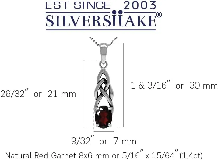 Silvershake 8X6mm Oval Shape Birthstone Gemstone Antique Finishing or Yellow Gold Plated 925 Sterling Silver Celtic Knot Weave Solitaire Pendant or Pendant with 18 Inch Chain Necklace Jewelry for Women