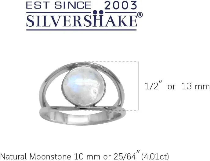 Silvershake Natural Moonstone White Gold Plated 925 Sterling Silver Solitaire Ring