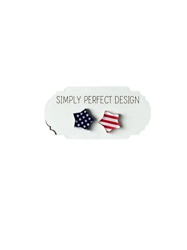 Simply Perfect Design - Patriotic American Flag Star Stud Earrings for Women, Hypoallergenic & Stylish  Acrylic Red, White & Blue USA Jewelry, Perfect for July 4th & Summer Fashion Accessories