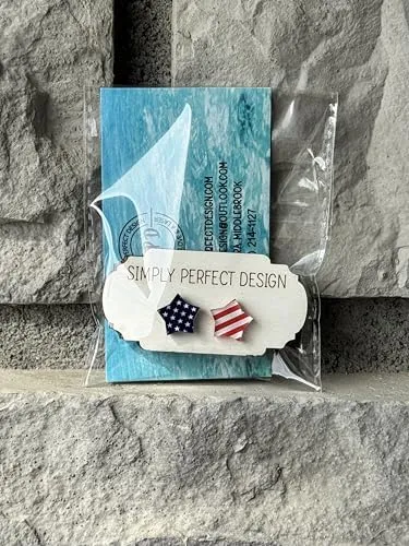 Simply Perfect Design - Patriotic American Flag Star Stud Earrings for Women, Hypoallergenic & Stylish  Acrylic Red, White & Blue USA Jewelry, Perfect for July 4th & Summer Fashion Accessories