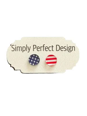 Simply Perfect Design - Patriotic American Flag Stud Earrings for Women, Hypoallergenic and Cute - Acrylic USA Jewelry, Perfect Fashion Accessories & Gifts - July 4th - Independence Day