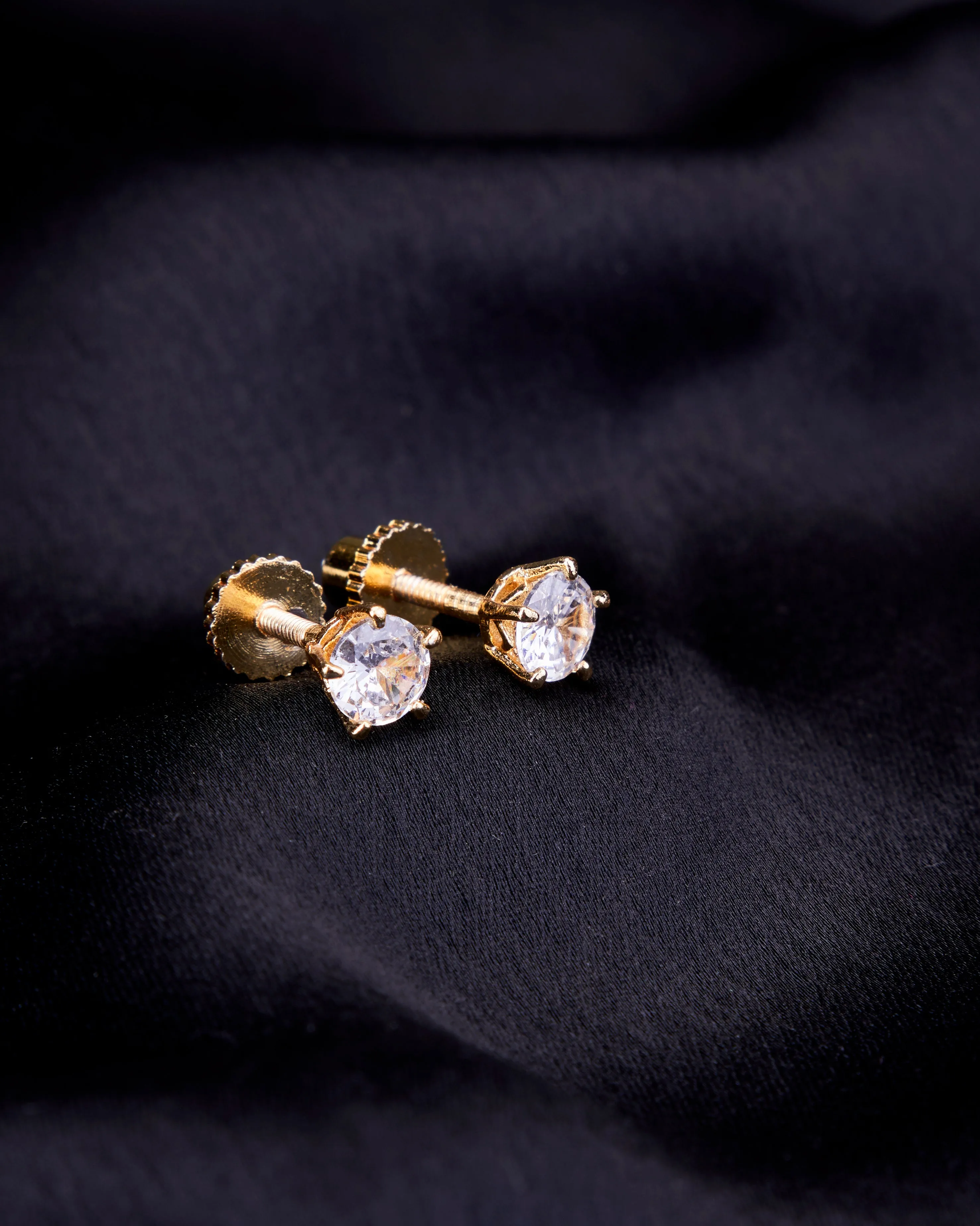 Single White Stud Screw Earrings