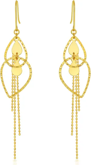 SISGEM 18k Gold Interlock Oval Circle Dangle Earrings for Women, Fine Jewelry Gifts for Her
