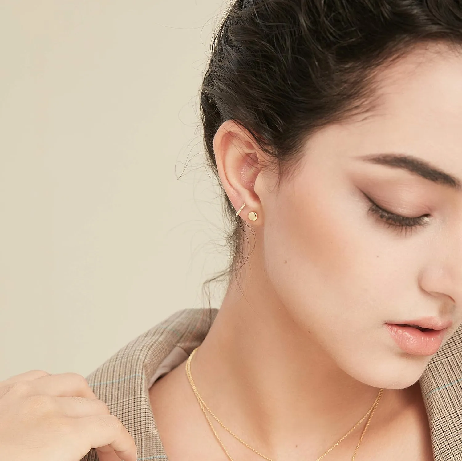 S.Leaf Sterling Silver Stud Earrings for Women Gold Plated Tiny Dot Square Star Heart Earrings Dainty Simple Earrings for Women (E_Square_Gold)