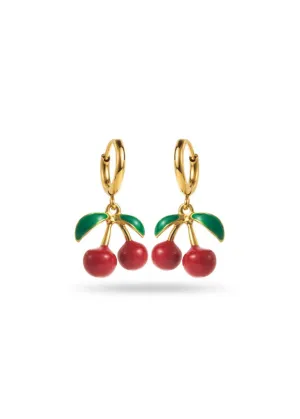 Small Cherry Hoop Earrings