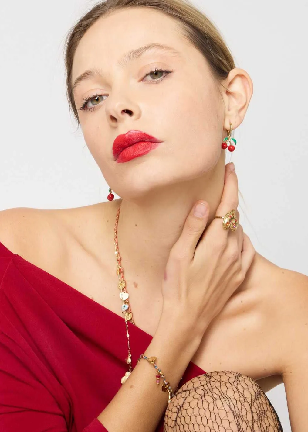 Small Cherry Hoop Earrings