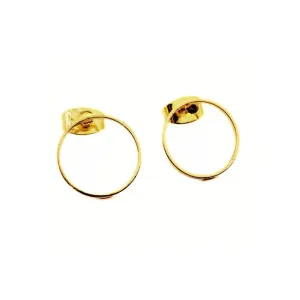 Small Gold Color Open Circle Stud Earrings for Women and Girls, Dainty Minimalist Jewelry, Geometric Round Posts