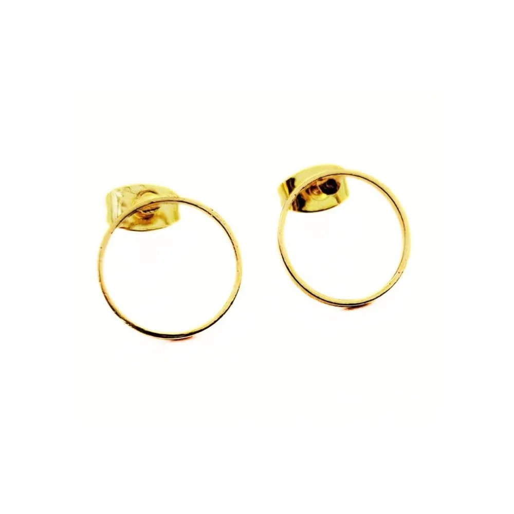Small Gold Color Open Circle Stud Earrings for Women and Girls, Dainty Minimalist Jewelry, Geometric Round Posts