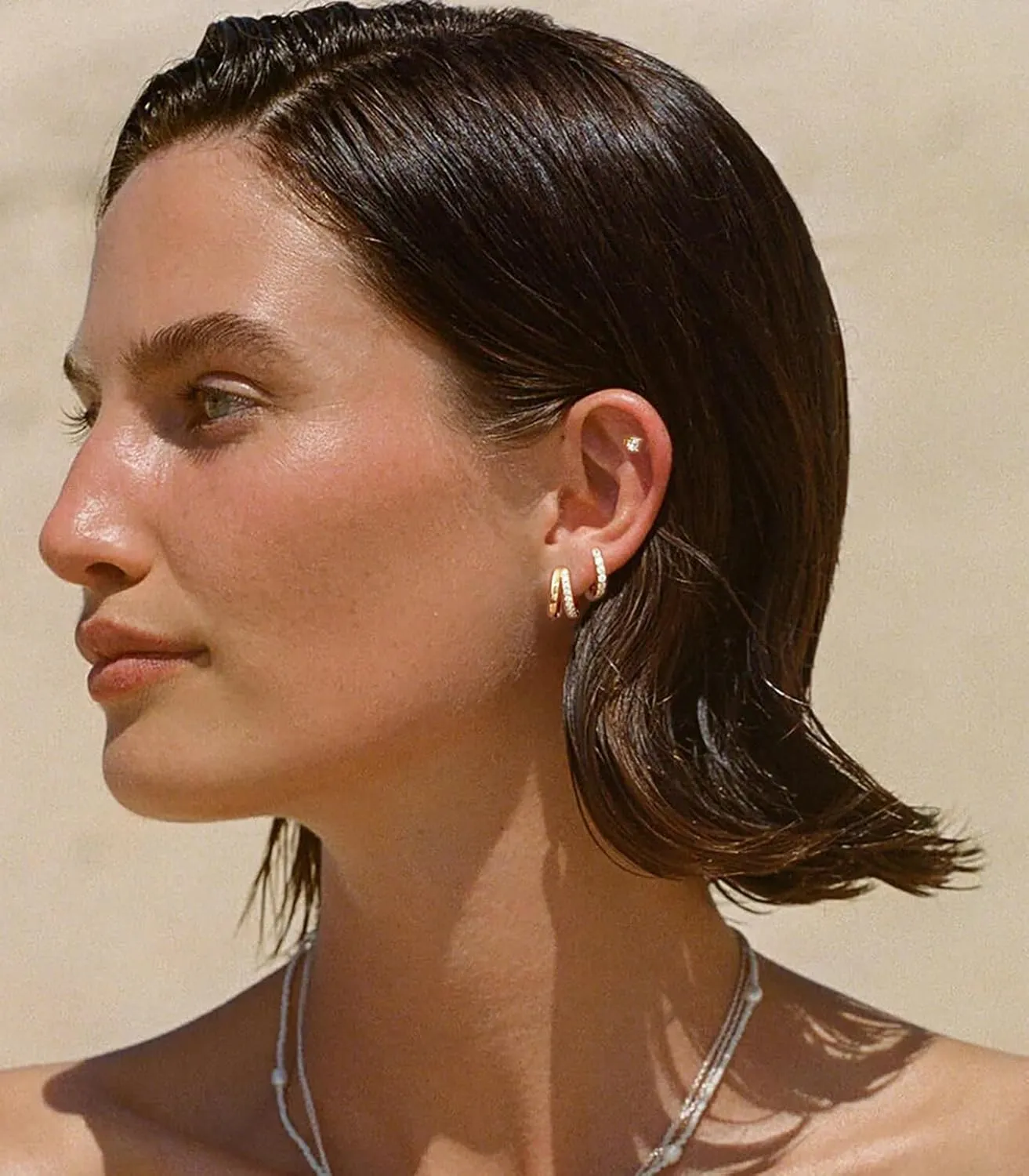 Small Gold Hoop Earrings for Women, 14K Plated Huggie Hypoallergenic Trendy Dangle Cartilage Sets for Multiple Piercing Lightweight