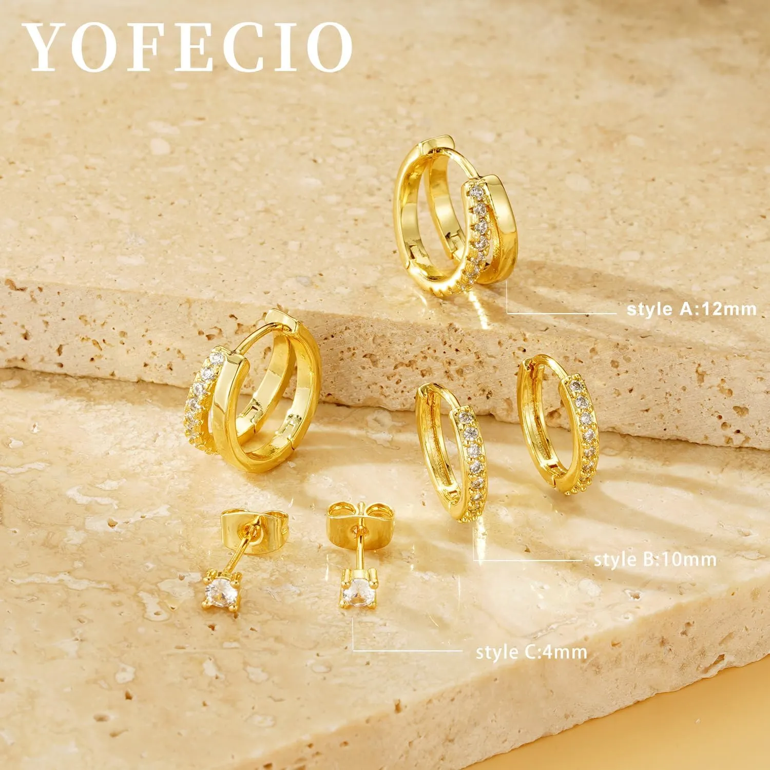 Small Gold Hoop Earrings for Women, 14K Plated Huggie Hypoallergenic Trendy Dangle Cartilage Sets for Multiple Piercing Lightweight