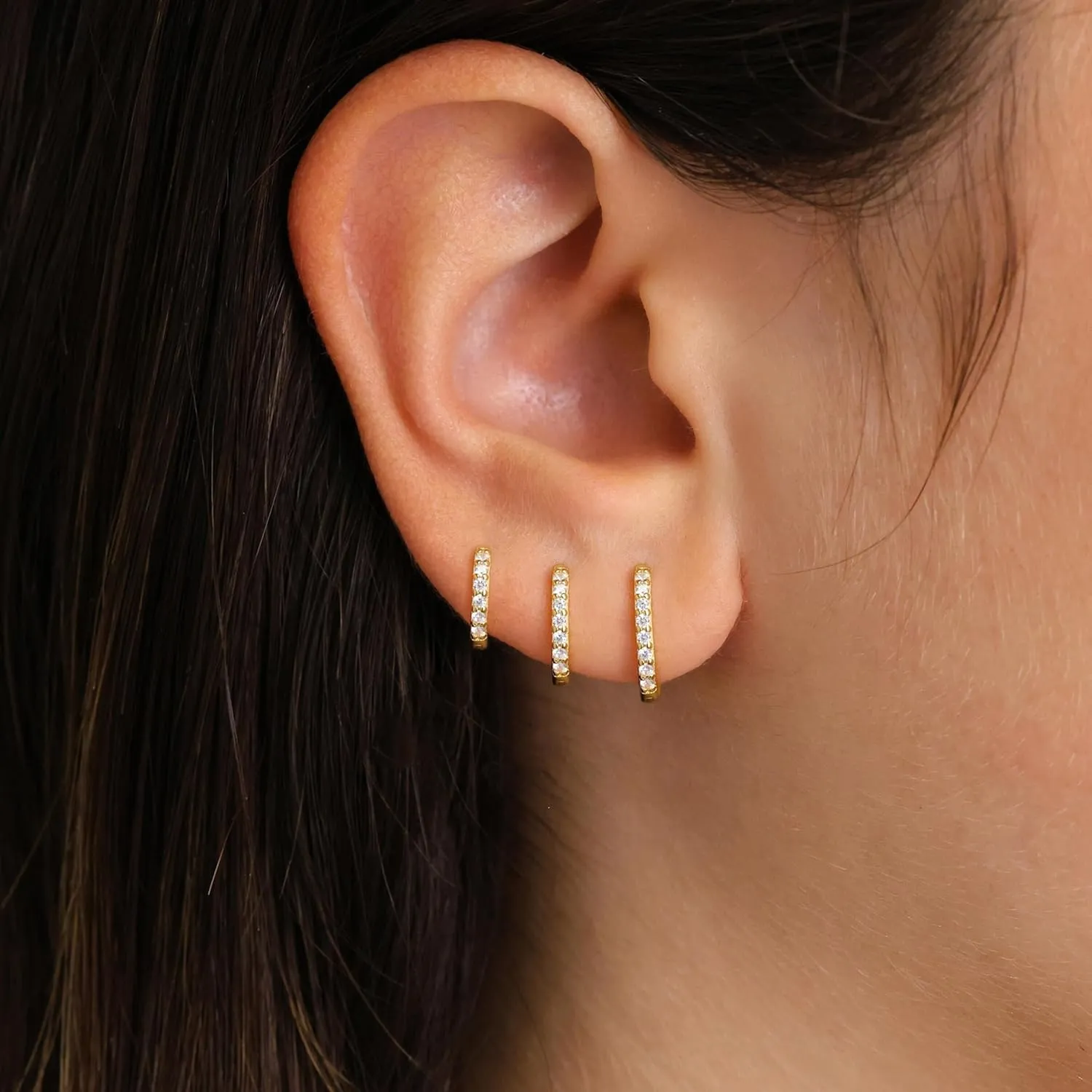Small Gold Huggie Hoop Earrings for Women 14K Real Gold Hypoallergenic Lightweight Earrings for Sensitive Ears Everyday Earrings Set for Multiple Piercings Cartilage Hoop Earrings