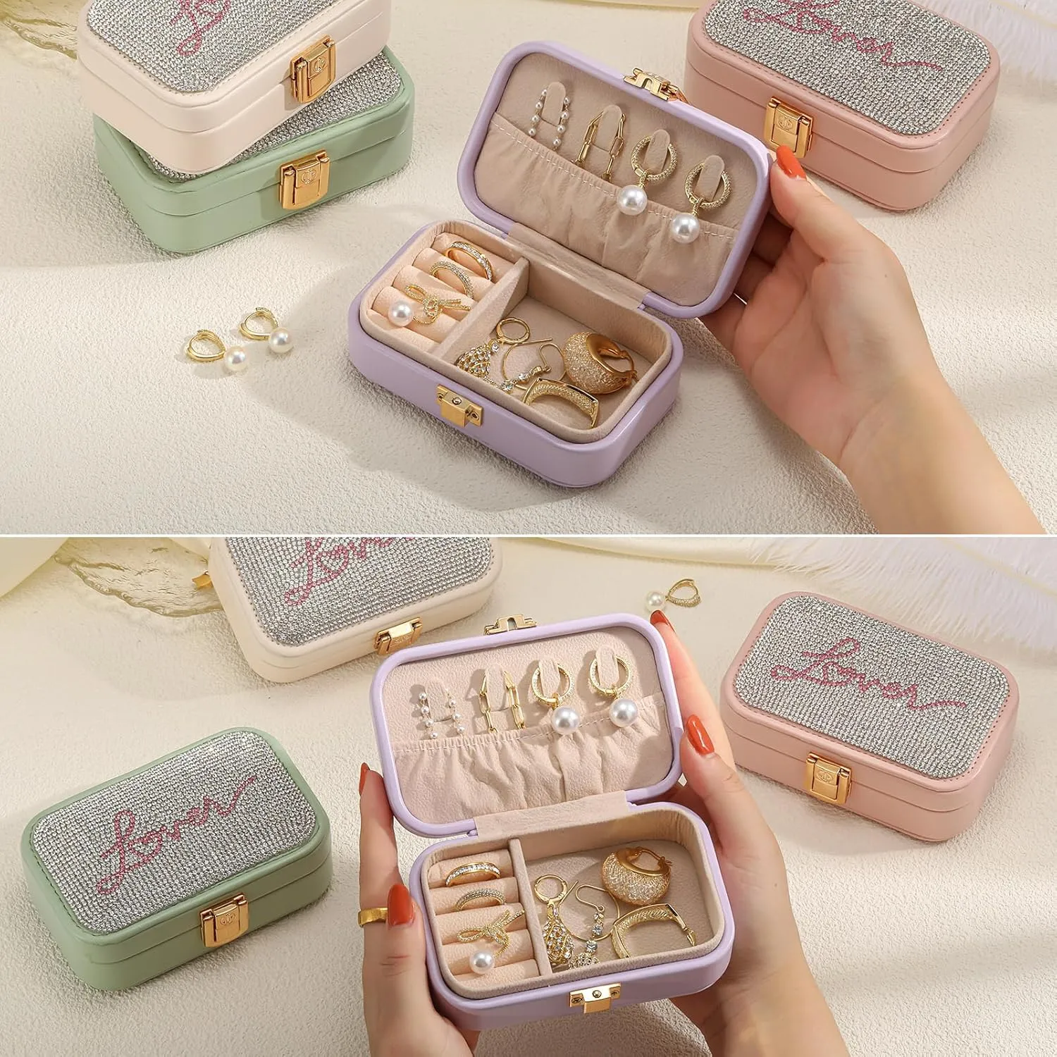 Small Travel Jewelry Box for Women - TS Gifts Merch for Fans | Trendy Birthday, Valentines, Christmas and Graduation Gifts for Girls, Teens, Kids, Besties, Lovers, Niece and Granddaughters-Blush Pink