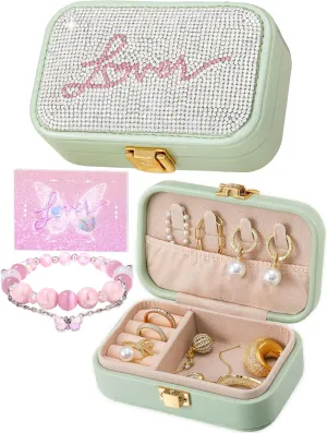 Small Travel Jewelry Box for Women - TS Gifts Merch for Fans | Trendy Birthday, Valentines, Christmas and Graduation Gifts for Girls, Teens, Kids, Besties, Lovers, Niece and Granddaughters-Mint Green