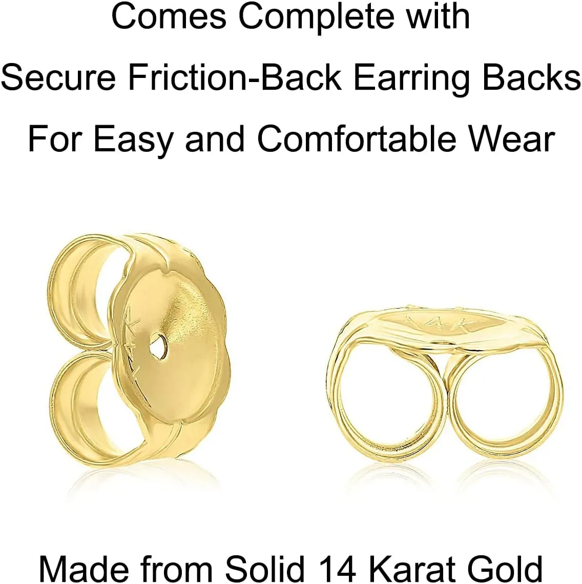 Solid 14k Yellow Gold Square Solitaire Cubic Zirconia Princess-cut CZ Real Gold Square Stud Earrings for Men and Women